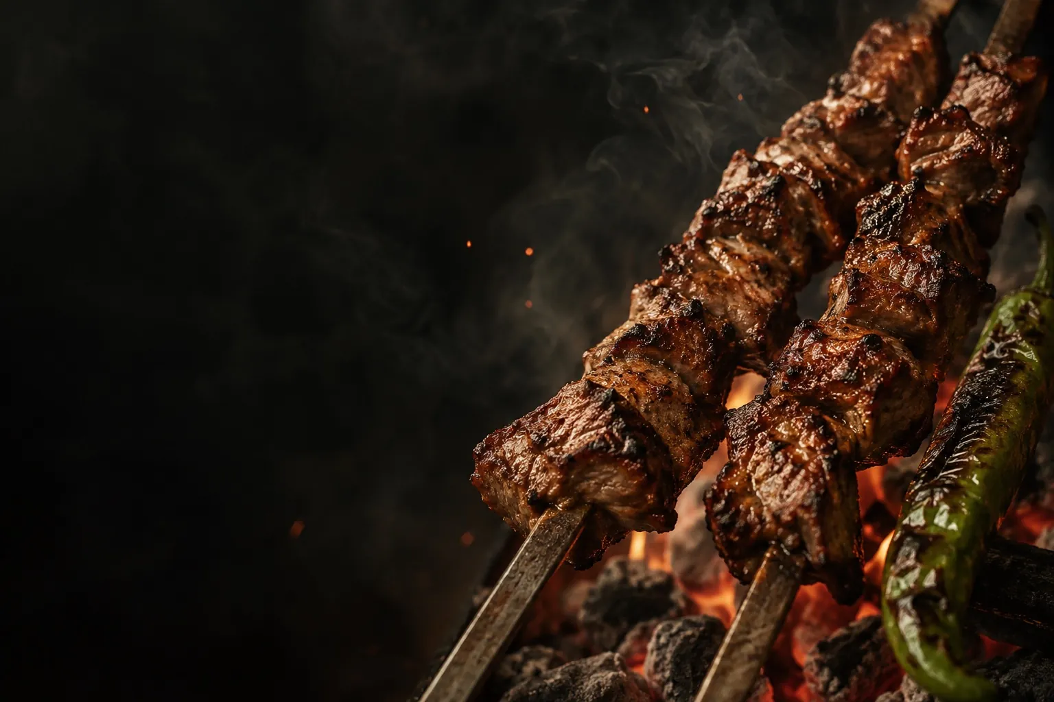 Mangal közü üzerinde pişen kuzu şiş